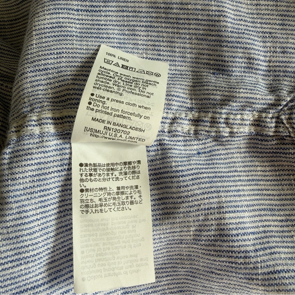 Muji Light Blue Linen Button-Down Shirt - Picture 12 of 13